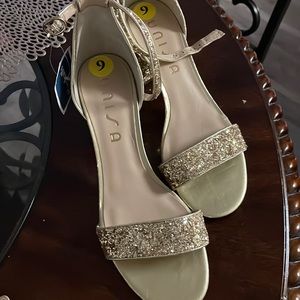 Glitter Gold Block heels